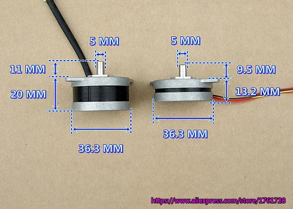 36 мм шаговый двигатель 2-фазный 4-проводной 0,9 градусов Точная шаговый двигатель для контрольное оборудование