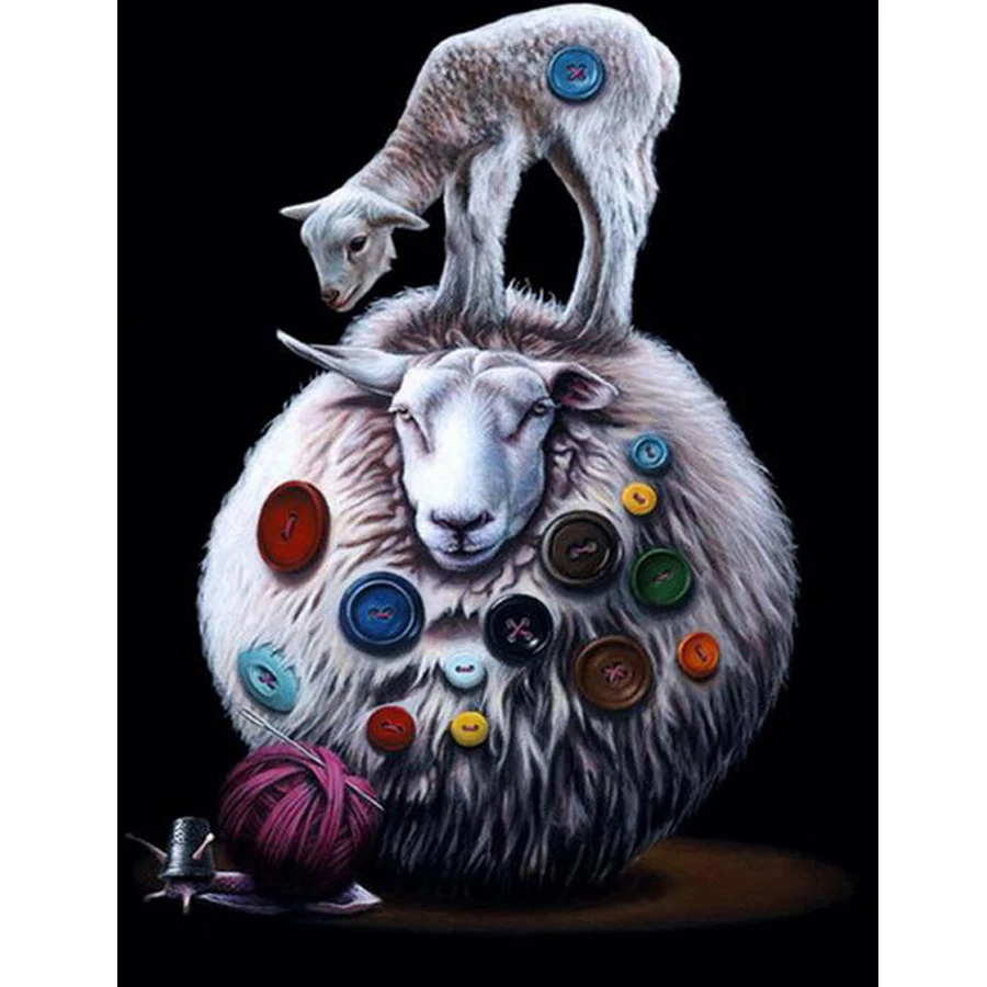 Full square/round 5d diy diamond Painting Sheep Button Diamond Alpaca picture of Rhinestone embroidery mozaik Cross Stitch decor | Дом и сад