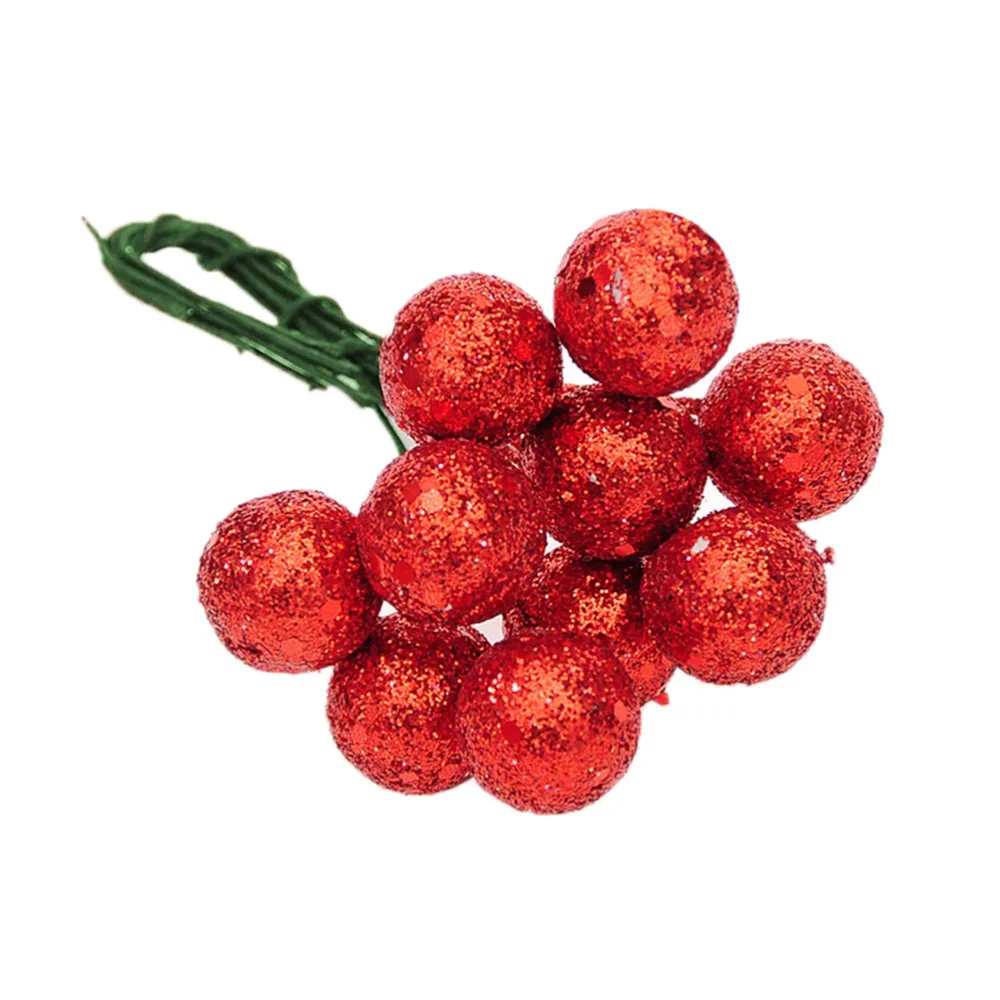 10 шт./лот, подвесные шары для рождественской елки, фруктовый шар, вечерние украшения для дома, новогоднее, красное, серебряное, золотое, рождественские украшения - Цвет: Красный