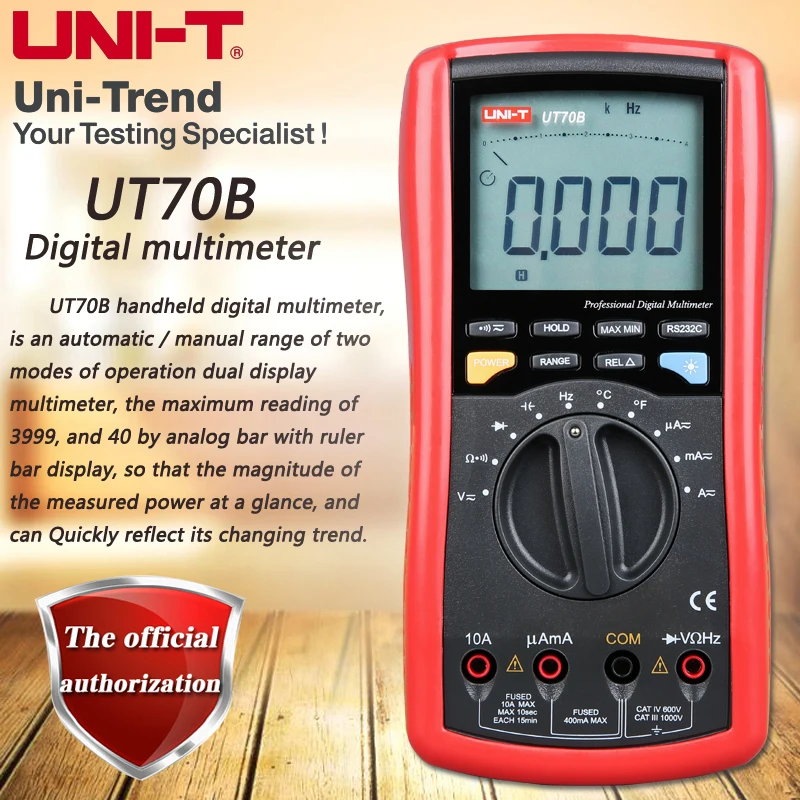 UNI-T UT70B Цифровые мультиметры, автозапуск цифровой мультиметры температура тест аналоговый указатель подсветка RS232 передача данных
