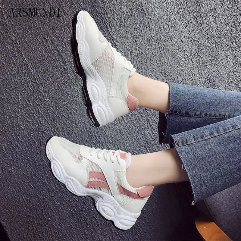 

ARSMUNDI 2018 Spring Summer New Platform Sneakers Shoes For Women comfortable and breathable Mesh Casual Shoes Women M59