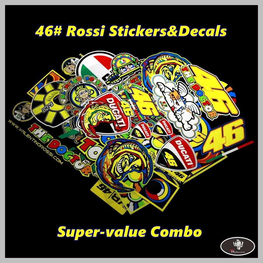 

Free shippingMOTO GP 46# Rossi Valentino Motocross Sticers&Decals Reflective Motorcycle Car Stickers Bike windshield Helmet ATV
