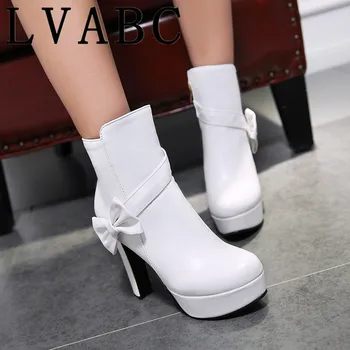 

LVABC 2018 New Women Boot Autumn Winter Short Boots Women High Heel Shoes Martin Boots Women Ankle Boots Black Women Shoes 33-44