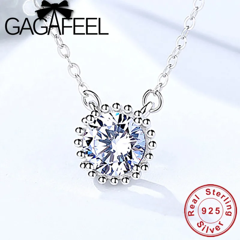 

GAGAFEEL Silver Zircon Necklaces for Women 925 Sterling Silver Chain Necklace Trendy Jewelry