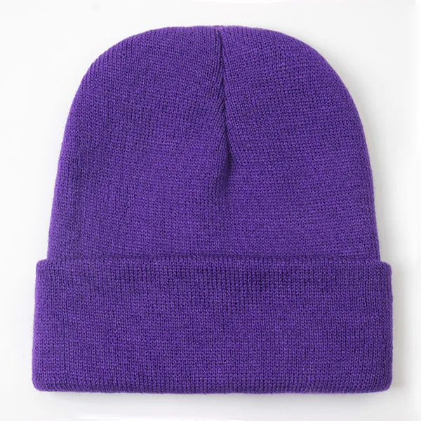 Dark purple Универсальная Однотонная Шапочка По Осени и Зиме Мягкие Теплые Вязаная Шапка содержащая Шерсть для Мужчины и Женщины Шапки Лыжный ноловной убор 24 Цветов Шапочки - Цвет: Dark purple
