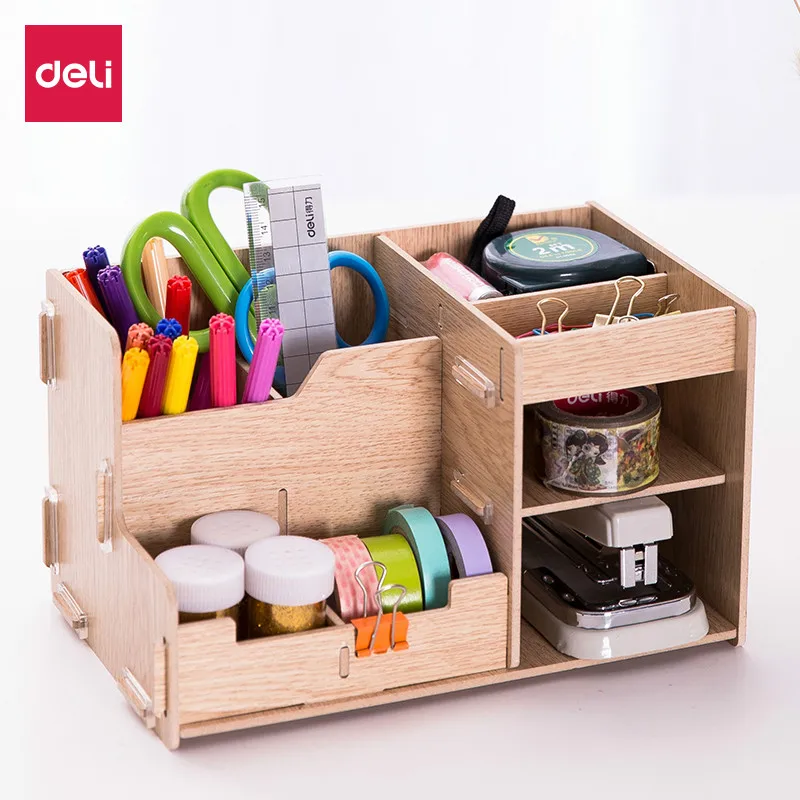 Tradicional discreción Fantástico Deli Office Organizer Organizador Escritorio Multi-function Combo  Stationery Holder Wooden Diy Desk Organizer School Supplies - Pen Holders -  AliExpress