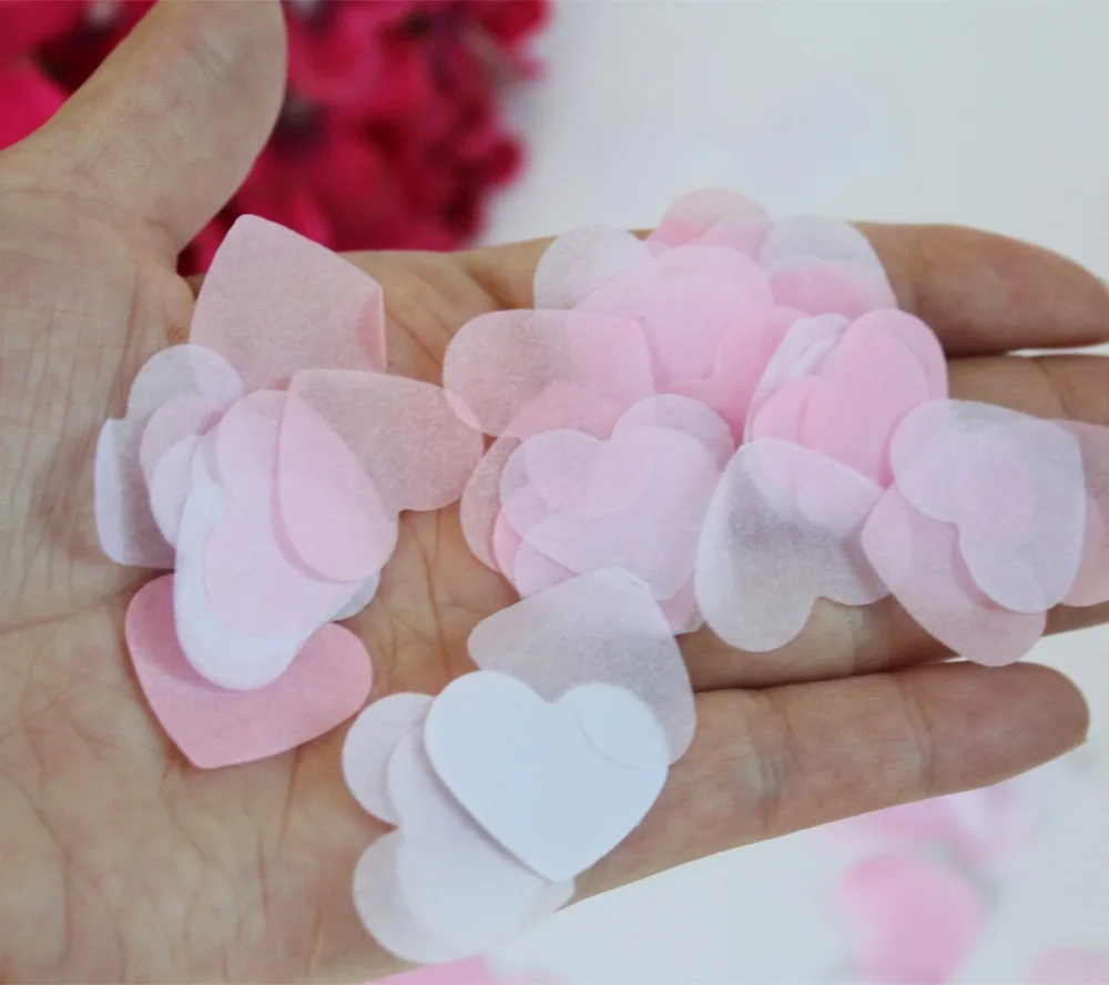 

Wedding guest throwing heart confetti Pink white tissue paper confetti party table decorations biodegradable 3000ct