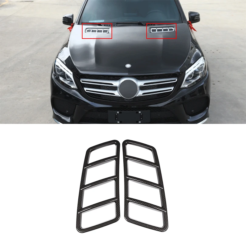 

2Pcs Carbon Fiber ABS Plastic Engine Roof Hood Frame Trim For Mercedes Benz ML GL GLE GLS Class W166 2013-2018 Car Accessories