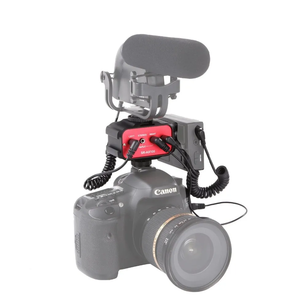 Saramonic SR-AX100 двухканальный 3,5 мм микрофонный аудио, адаптер Миксер Для DSLR камер и видеокамер