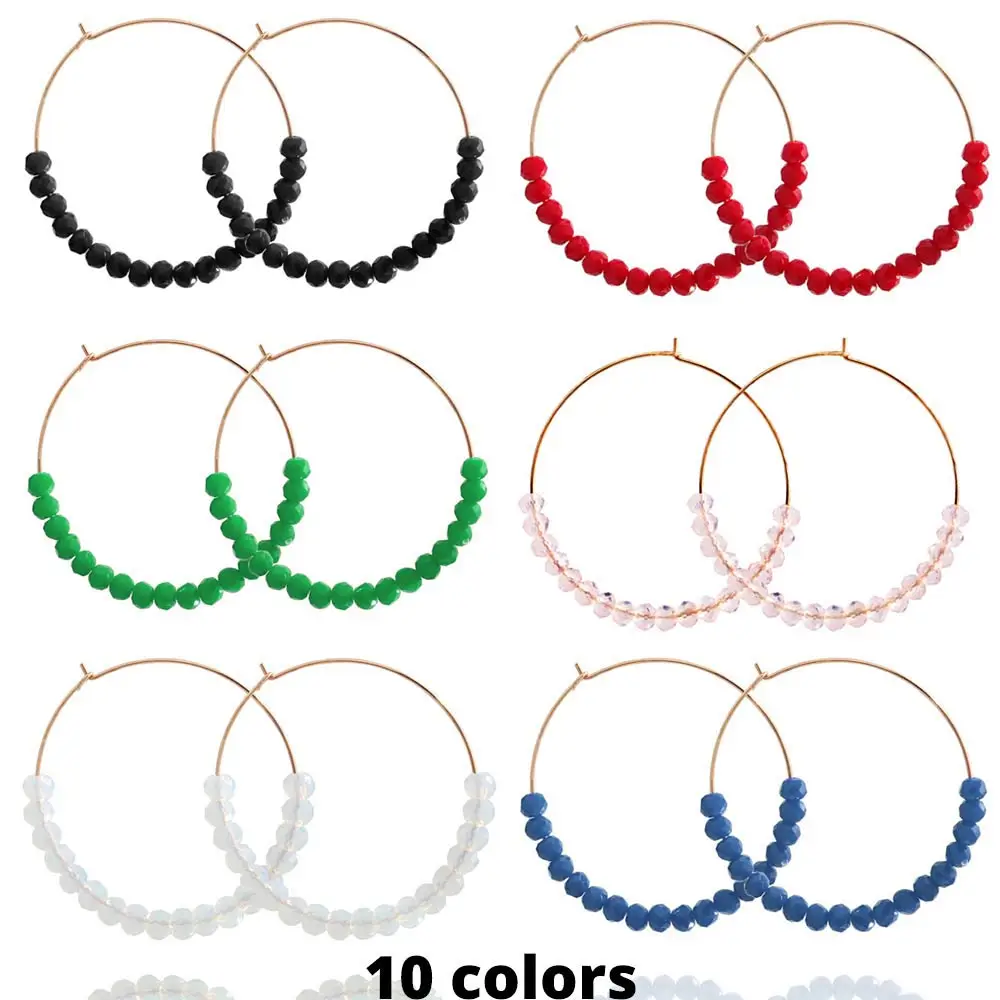 Bohemian Handmade Natural Stone Beads Hoop Earrings for Women New Fashion Loop Round Circle Creole Earring Designer Jewelry