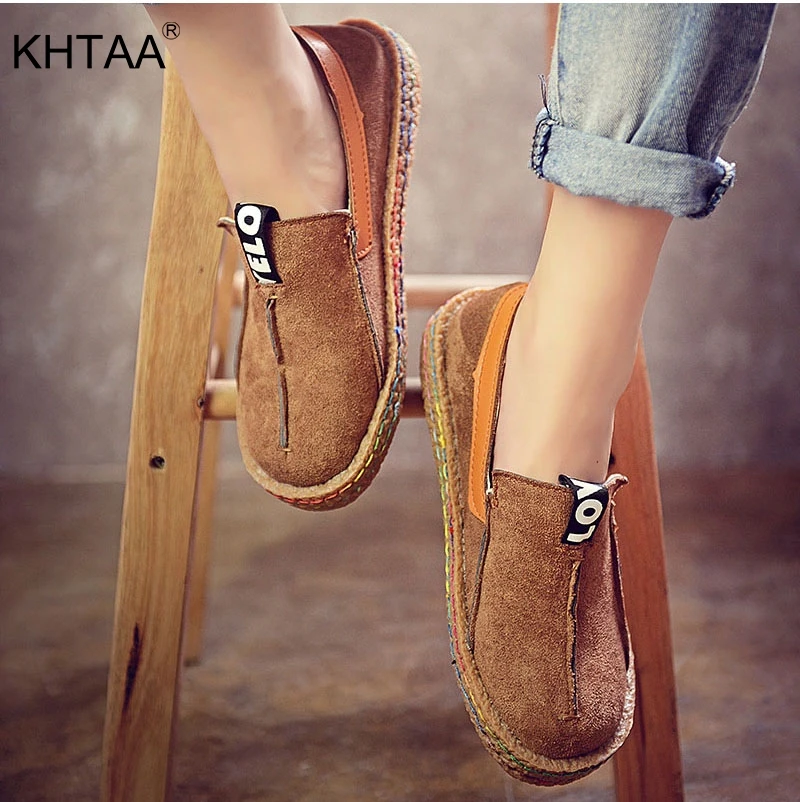 Meilleur Automne Plat Plate Forme Troupeau Chaussures Femme Plus La Taille de Causalité Glissement Sur Patchwork Femmes de Mocassins À Coudre 2018 Faux Dames En Daim chaussures