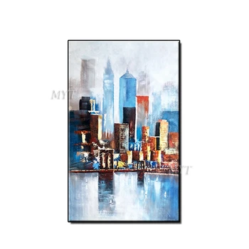 

Handmade Large Abstract City Scenery Art Art Oil Painting Knife Canvas Paintings Wall Art Picture For Living Room Wall Decor