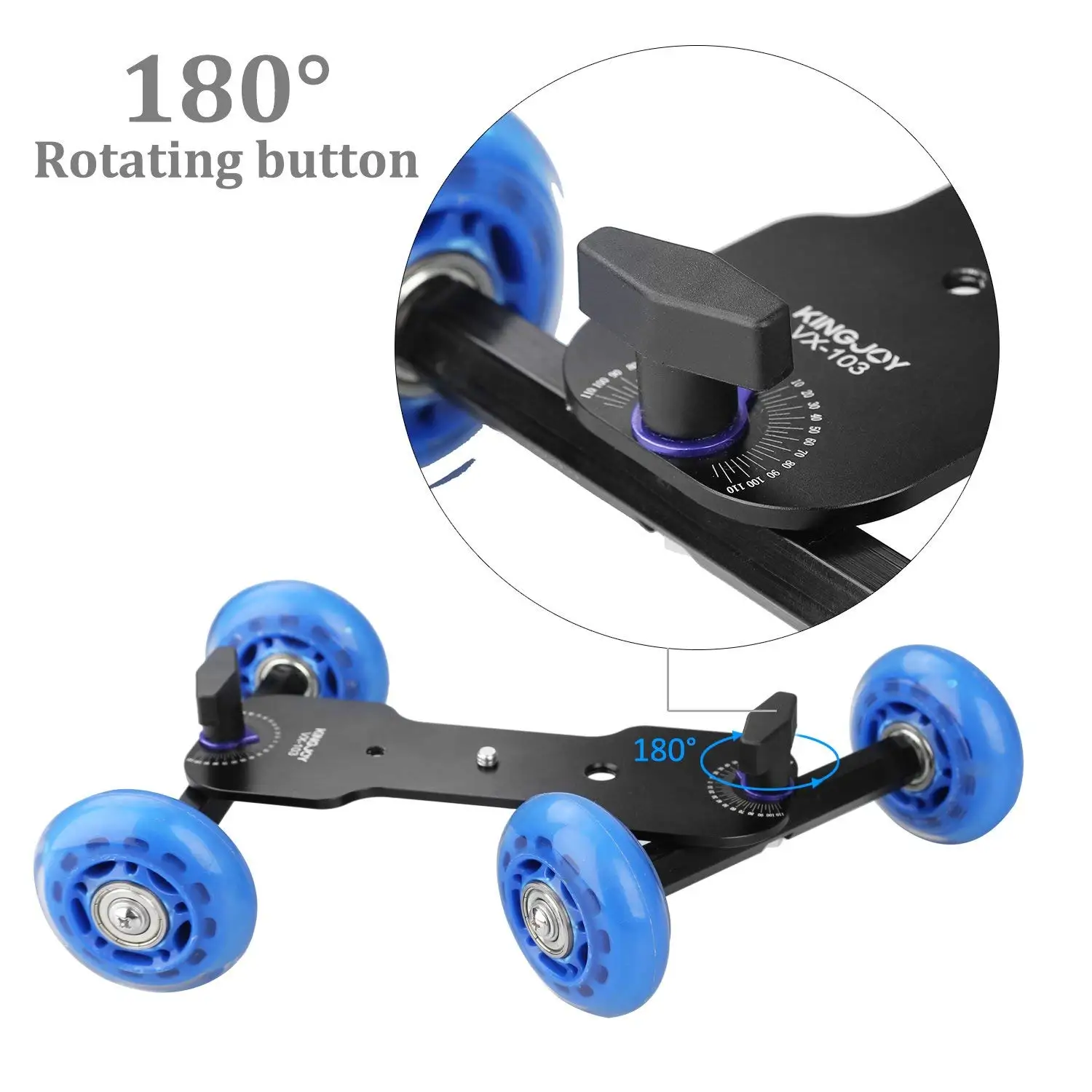 KINGJOY VX-103 Tabletop Mobile Rolling Slider Dolly Car,Skater Video Track Rail for Speedlite DSLR Camera Camcorder Rig KINGJOY VX-103 Tabletop Mobile Rolling Slider Dolly Car,Skater Video Track Rail for Speedlite DSLR Camera Camcorder Rig