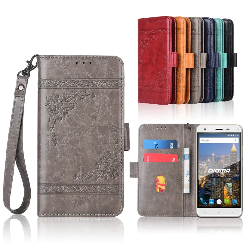 

Newest Wallet case for Digma CITI ATL 4G Flip case with Strap,100% special PU leather embossing flower book cover case