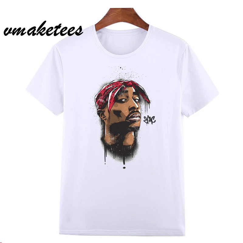 Мужская и женская футболка с принтом Tupac 2pac в азиатском стиле белая коротким