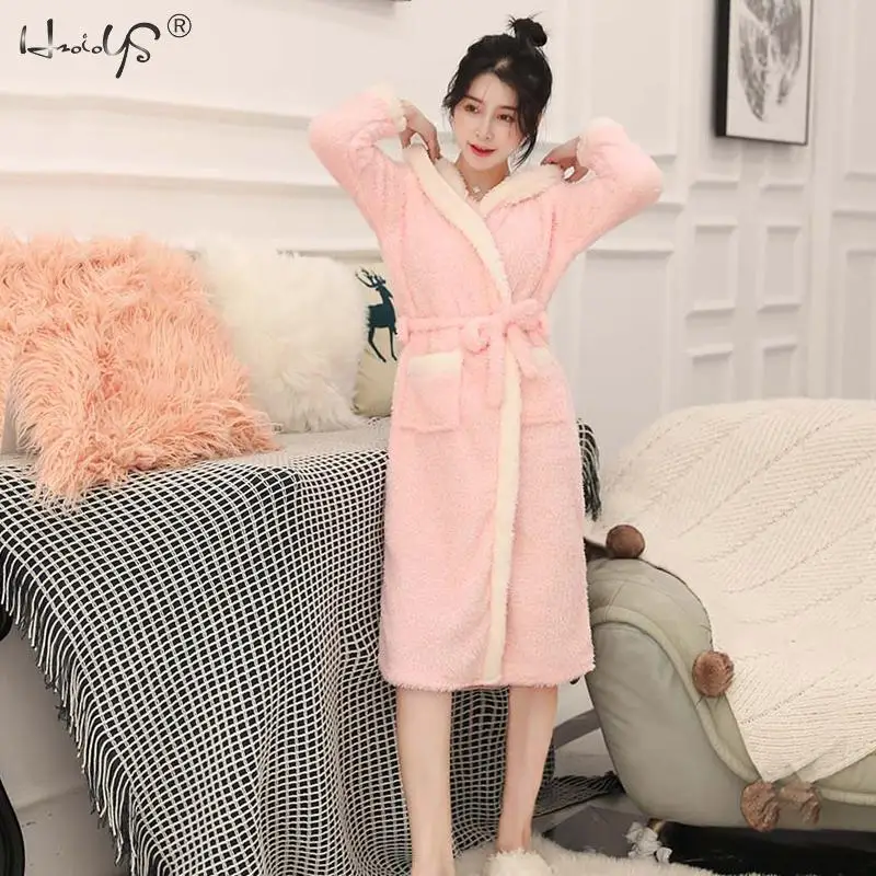 Womens Hooded Fleece Robes Plush Comfy Soft Warm Cute Cat Bathrobes Cartoon Sheep Bath Robe Soft Kimono Spa Bathrobe For Women