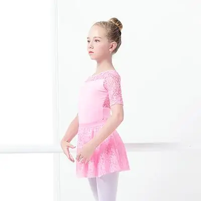 Балетное платье для девочек гимнастические купальники с кружевной юбкой трико с длинными рукавами для малышей гимнастический купальник для танцев - Цвет: Бежевый