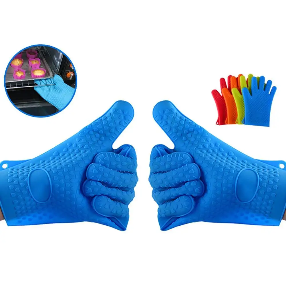 

2pic Silicone Heat Resistant Gloves Oven Grill Pot Holder Mitt Glove Kitchen Baking Cook Hand Protect Insulated Glove Kitchen