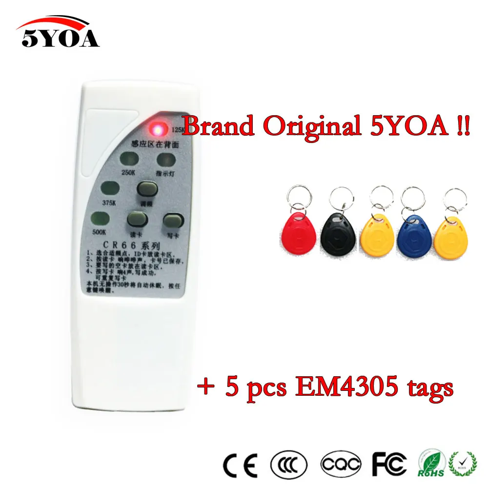 

4 Frequency RFID Copier Reader Writer Programmer + 5 Pcs EM4305 T5577 Rewritable ID Keyfobs Tags Card