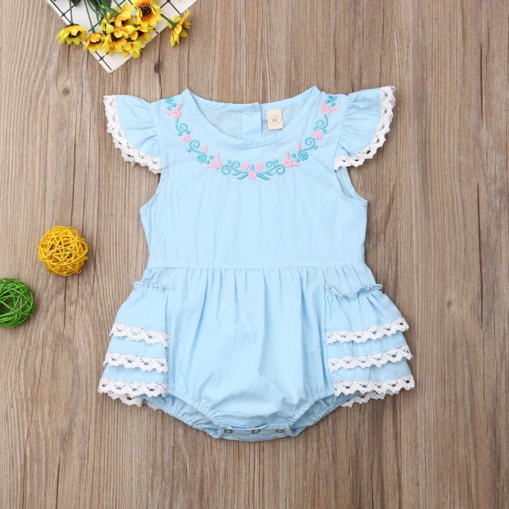 Baby Summer Clothing Sister Matching Outfits Girl Short Sleeve Flower Romper Dress Matching Layered Ruffled Outfit Set