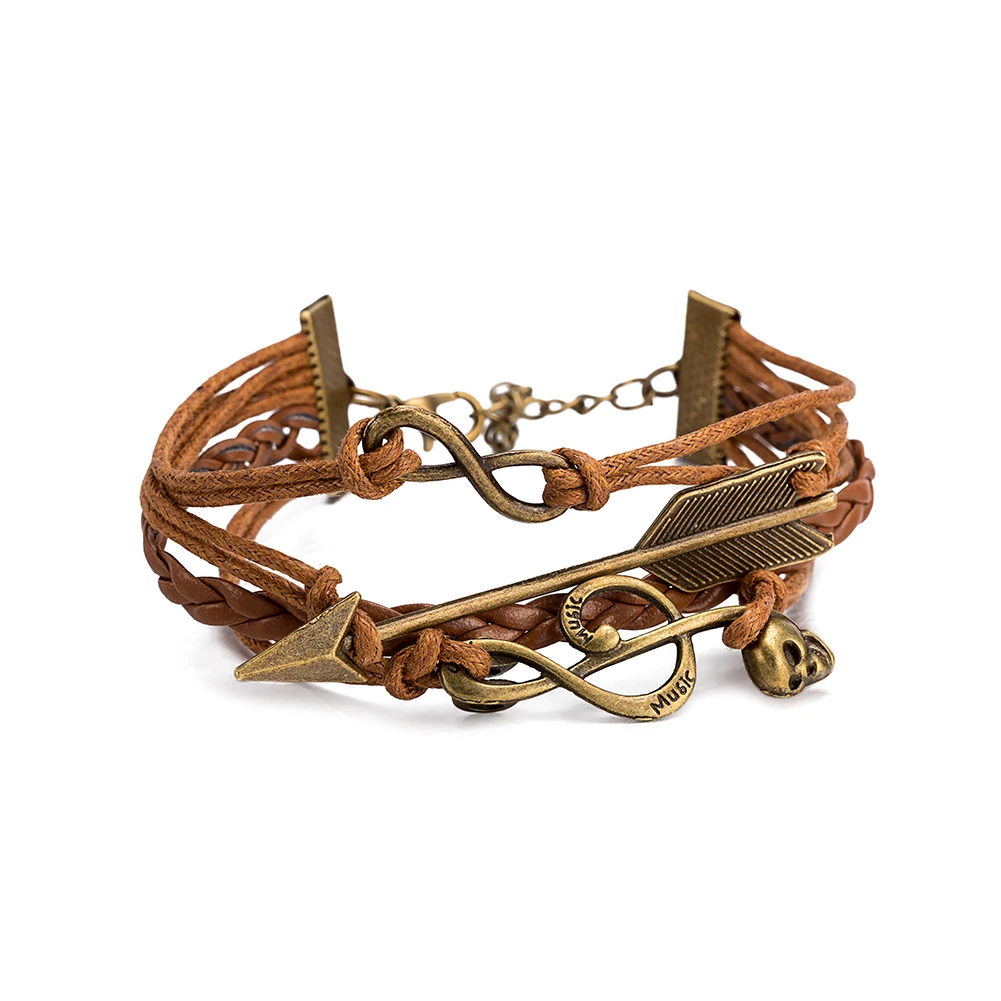 NEW Jewelry fashion Leather Cute Infinity Charm Bracelet Silver lots