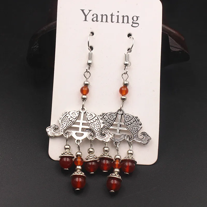 Yanting vintage earrings for women miao silver double fish earings wedding jewelry Chinese style classic ethnic accessories (13)