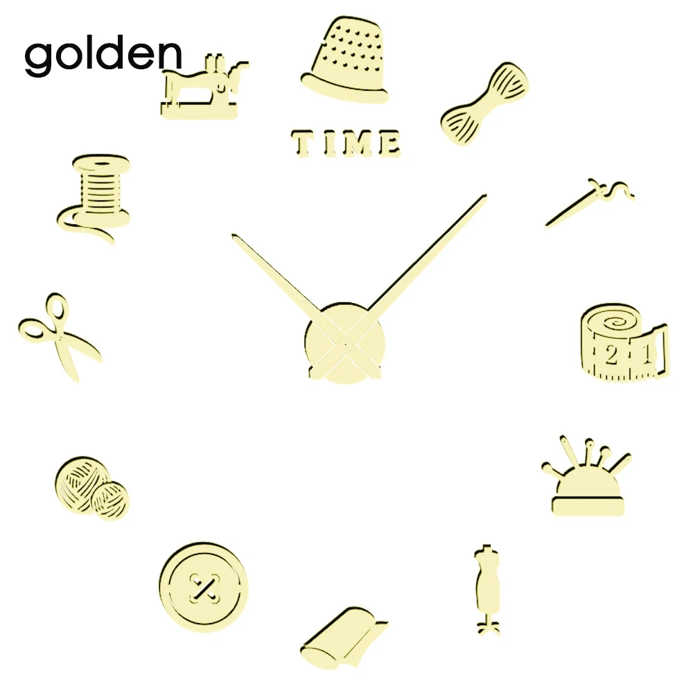 Wall Clock Watch Wall Large 3D Luminous Mirror Clocks Stickers Sticker Sewing Machine Morden Design Creative Gift Home Decor - Цвет: wall clock golden