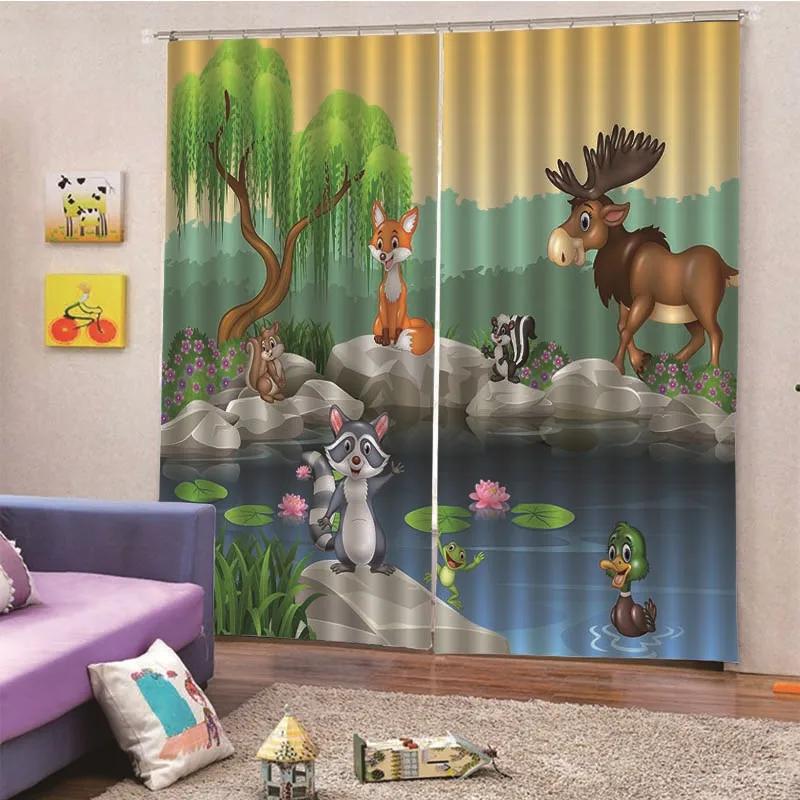 3D Digital Print Customized Animal World Curtain High-End Decorative Blackout Living Room Printed Drapes Balcony Window M13