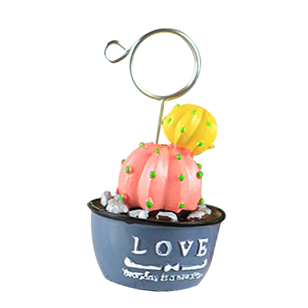 Table Number Holder Name Place Card Holder Memo Clip Holder Stand Artificial Cactus Note Holder Pictures Card Paper Menu Clip