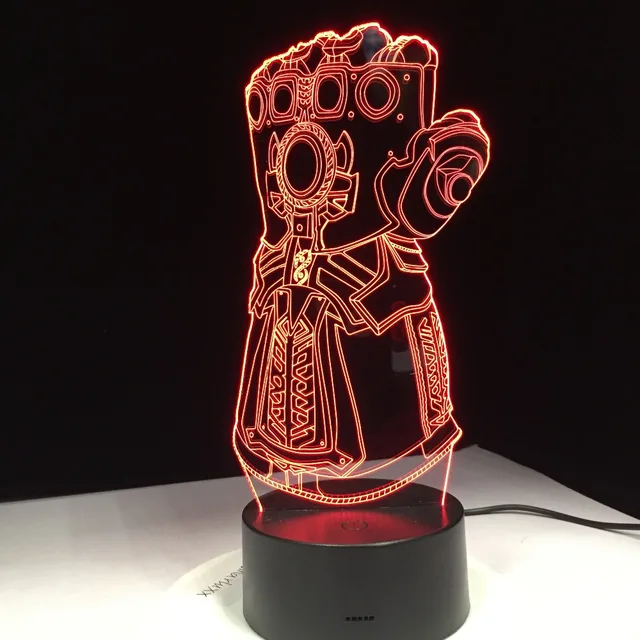 Thanos Infinity Gauntlet Avengers Infinity War Gloves 3D Night lights LED Changing 3D Novelty Light Creative Desk lamp Drop Ship