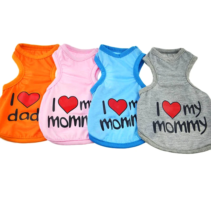 

Love Cat Clothes Cotton Pet T Shirts Clothing For Cats Vest Summer Cat Clothes Love Mommy Daddy Vest Pet Clothing Y215