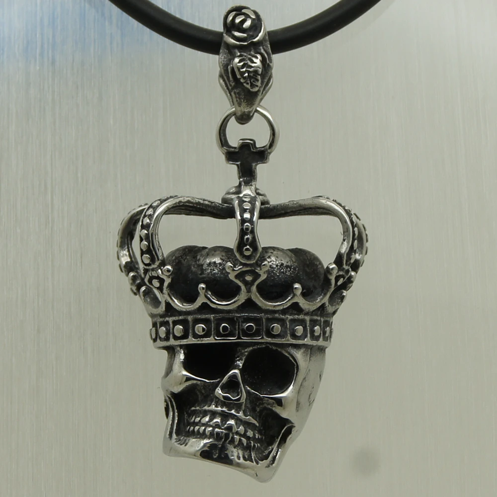 

Ожерелье из нержавеющей стали 316L с подвеской в виде черепа, розового листа, Креста, короны, королевы, большого размера