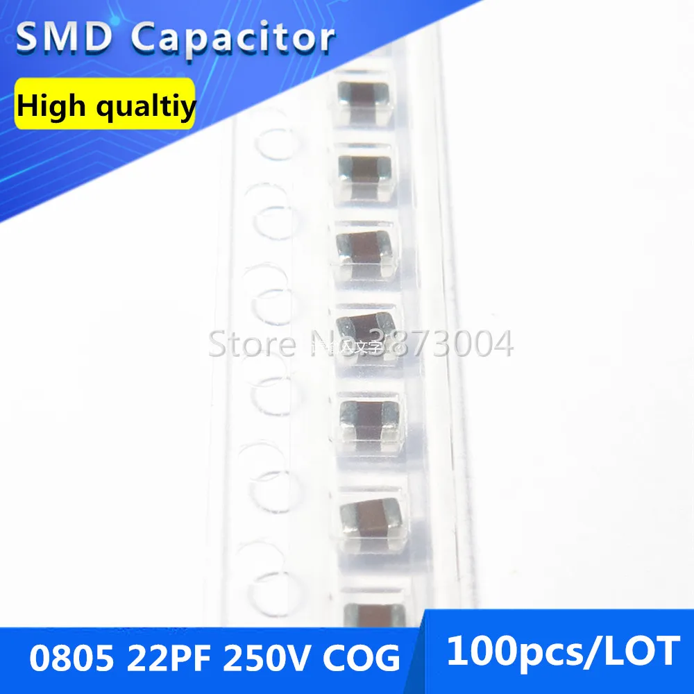 

100pcs 0805 22PF C0G/NPO 250V 5% Thic k Film Chip Multilayer Ceramic Capacitor