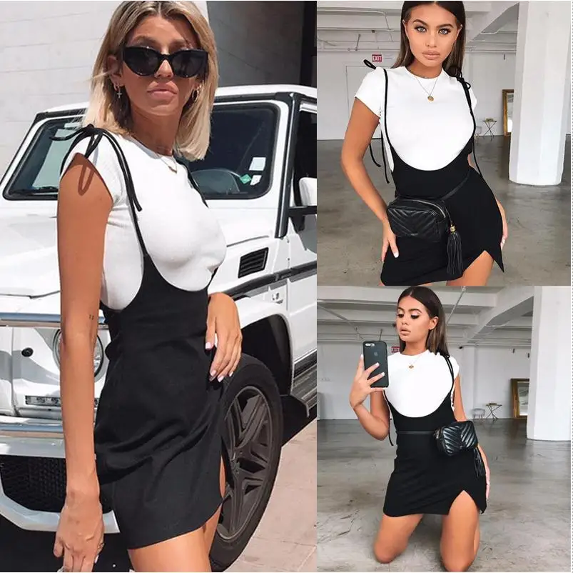 2019 المرأة الصيف أكمام ضمادة Bodycon حزب كوكتيل نادي مثير أسود قصير البسيطة مثير اللباس لنا
