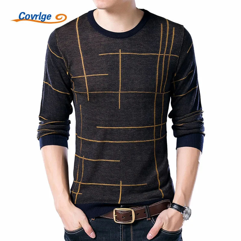 

Covrlge Brand Sweater for Men 2017 Autumn Winter New Mens Sweaters Fashion Round Collar Line Pattern Design Pullover Male MZL016