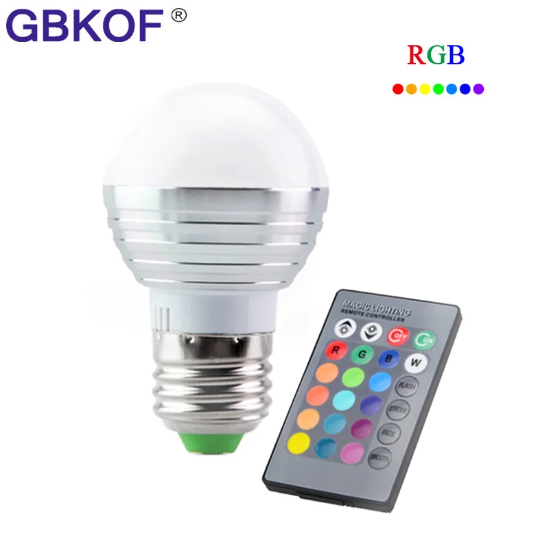 GBKOF E14 E27 3W 5W RGB Светодиодный светильник 110V 220V 16 Цвет изменения лампа с лампой