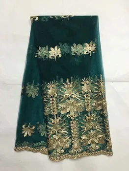 

Green Gold Sequins Swiss voile laces African Lace Fabric Nigerian French lace Fabric 2018 High Quality African Tulle Lace Fabric