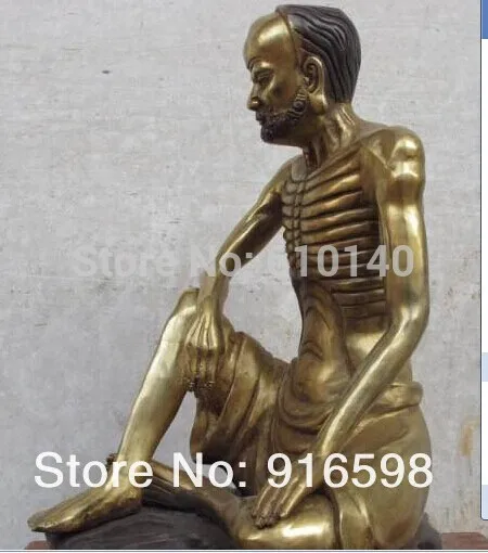 

15 Tibet Buddhism Fane old Bronze Gild skeleton arhat patron saint Buddha Statue Q15