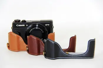 

Genuine Real Leather Half Body Set Cover With Battery Opening Case For Canon Powershot G7 X Mark II G7X Mark 2 G7X2 G7X