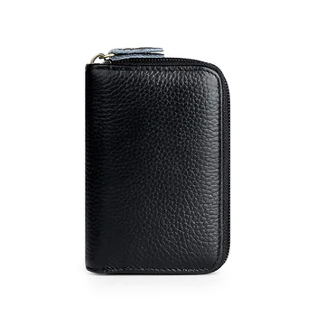 

New card holder card set zipper cow leather multi-function wallet