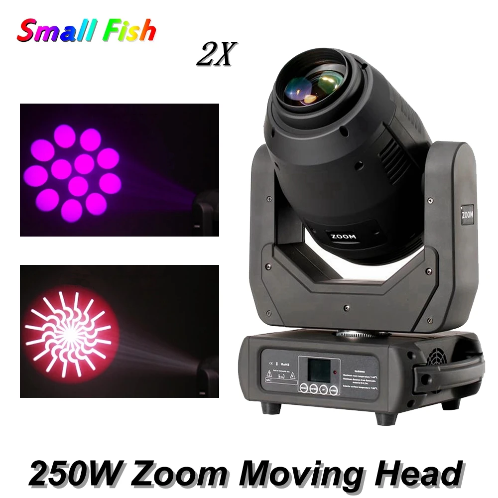 

2Pcs/Lot 250W Spot Beam Wash Zoom 4IN1 Moving Head Light 8-facet Prism DMX512 DJ Disco Light Party Wedding Club Bar Stage Lights