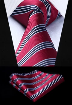 

Red Blue Striped 3.4" Silk Tie Party Wedding Handkerchief Set New#TS705U8S Woven Classic Tie Necktie