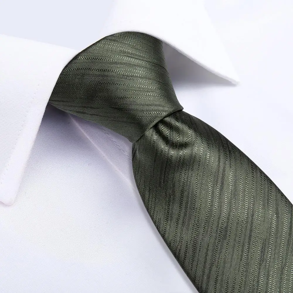 

SJT-7226 DiBanGu New Green Solid Men's Tie 100% Silk Tie for Men Handkerchief Cufflinks Gift Tie Business Wedding Party Tie Set