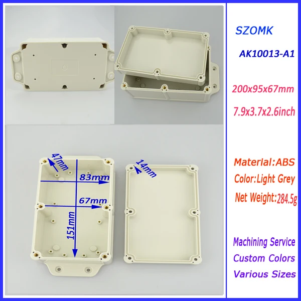 10 шт. много ip68 hammond 200*94*66 мм 7,9*3,7*2,6 дюймовый водонепроницаемый распределительная коробка для электроники PCB корпус