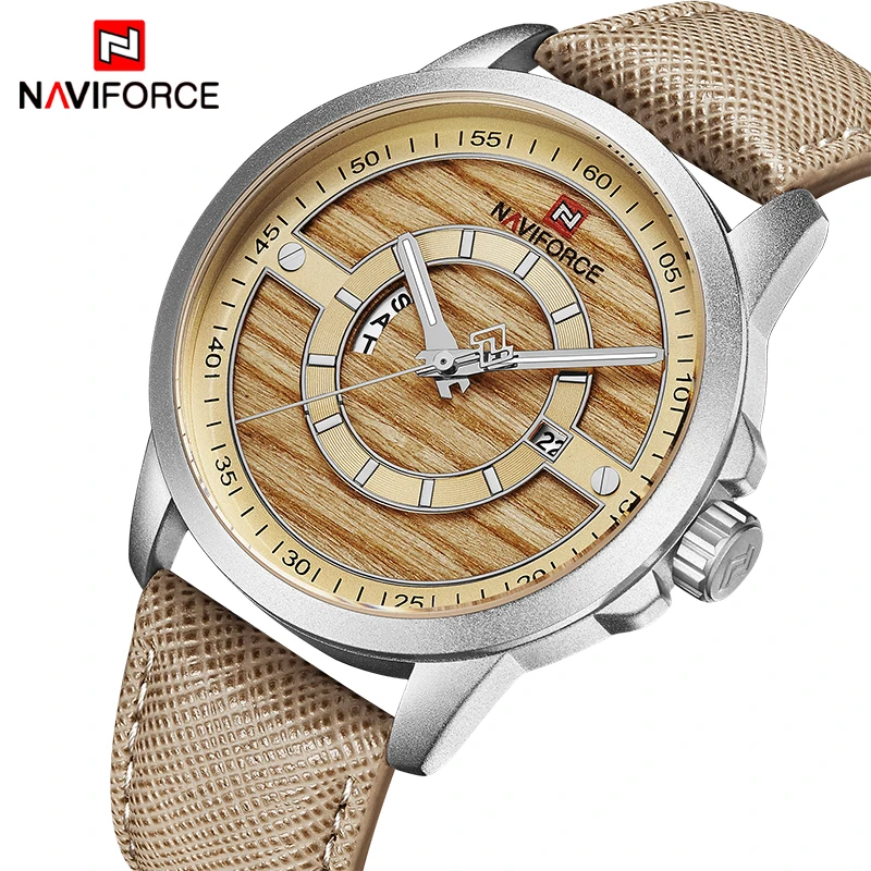 Топ бренд класса люкс NAVIFORCE часы мужские модные повседневные кожаные кварцевые