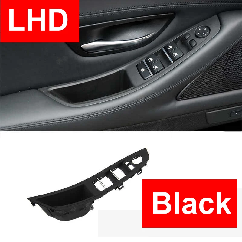 cheap Black LHD For BMW 5 series F10 F11 F18 inner Handle Interior Door Armrest Panel Driver #039;s Seat Button Switch Frame Storage Box