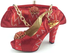 Hohe Qualität Hochzeit Schuh Und Passende Tasche Stellt Für Partei rot Farbe Italienische Frau Schuhe Und Tasche Mit Steinen ME3320