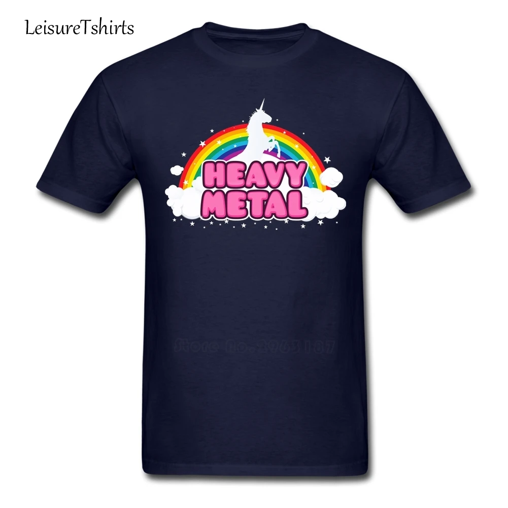 

HEAVY METAL Funny Unicorn Rainbow Mosh Parody Design Adult T Shirt Unicorn Summer Tops Men O Neck Camisetas Guys Latest Clothes