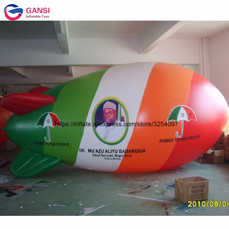 0.18Mm PVC Helium Advertising Blimp Flying Inflatable Airplane Shape Balloons Inflatable Airship With Customized Logo branded advertising blimp balloon airship promoblimp zeppelin 6 metre