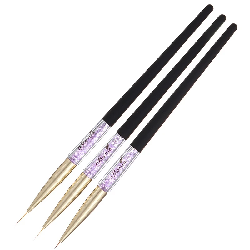 

Monja 7/9 / 11Mm 3x Nail Brush French Line Lining Flower Grid Image Painting Handle Drawing Pen Manicure Tool